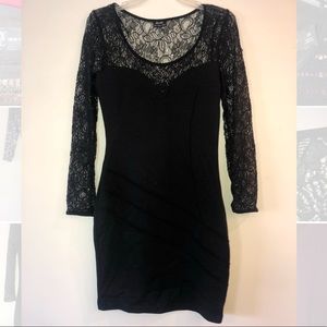Black Mesh Bardót Mini Dress
